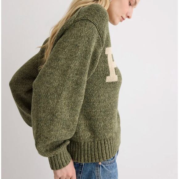Polo Ralph Lauren Olive Green Logo Sweater LARGE Oversized Cotton Soft Cozy $300 - Picture 5 of 14